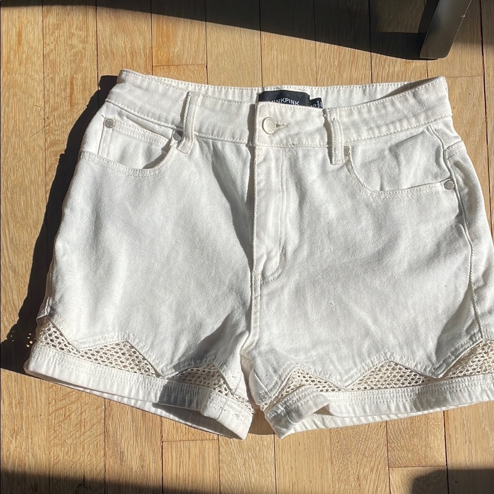 Off White Crochet Trim Women's Shorts